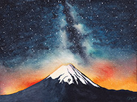 Nuit sur le Mont Fuji Aquarelle CatMat